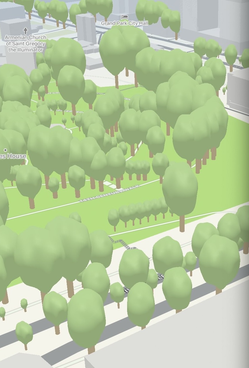 Image of virtual trees on Carplay.